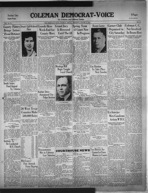 Coleman Democrat-Voice (Coleman, Tex.), Vol. 51, No. 13, Ed. 1 Thursday, March 31, 1932 - The