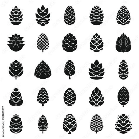 Pine cone icons set. Simple set of pine cone vector icons for web ...