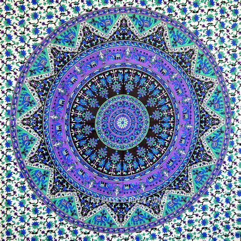 Small Blue Indian Psychedelic Hippie Boho Mandala Throw Tapestry Wall