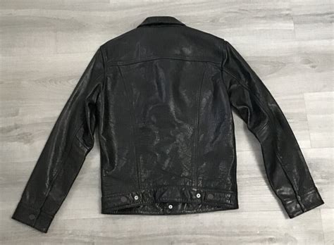 Levi S Buffalo Leather Trucker Jacket Black Size Small Ebay