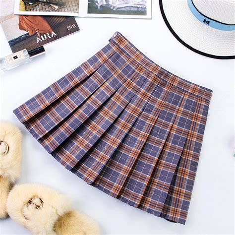 Plus Size Harajuku Short Skirt New Korean Plaid Skirt Women Zipper High