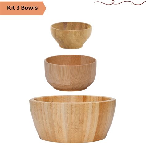 Kit Bowls Conjunto Cumbuca Tigela Ecokitchen De Bambu Multiuso