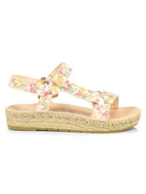 LOVE SHACK FANCY Womens Beige Floral 1 Platform Adjustable Strap