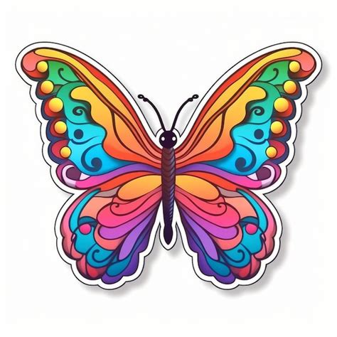 Premium Ai Image A Colorful Butterfly Sticker On A White Background