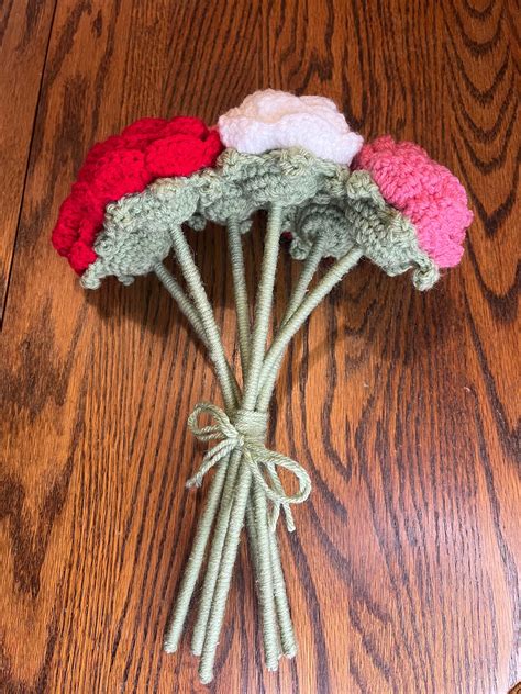 Crochet Rose Bouquet Crochet Flowers Handmade Flower Arrangement