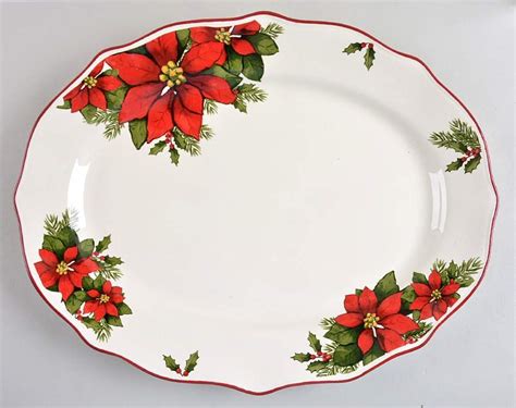 Poinsettia 15 Oval Serving Platter By Better Homes And Gardens Replacements Ltd