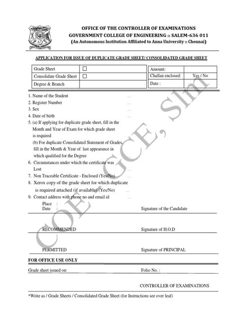 Duplicate Mark Sheet Application Form Pdf Pdf Business