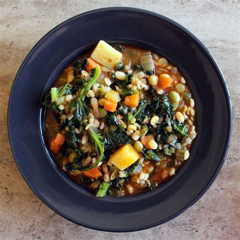 Pearl Barley Kale Lentil Stew Recipe Vegan