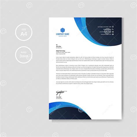 Professional Blue Letterhead Graphic Element Template Stock Vector Illustration Of Creative