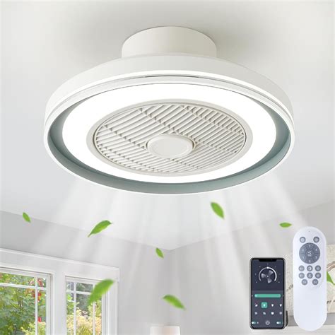 Izowe Low Profile Ceiling Fans With Light Bladeless Flush Mount