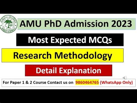 Amu Phd Most Expected Mcqs Research Methodology Amu Phd Entrance