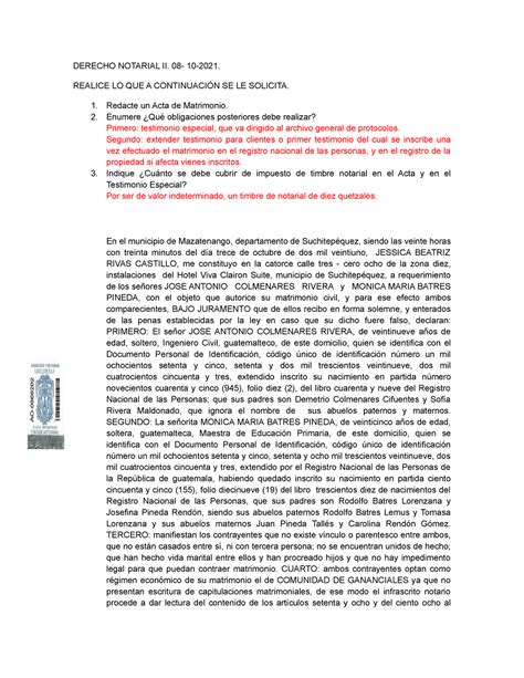 Tarea N Mero Siete Derecho Notarial Ii Notariado I Usac Studocu