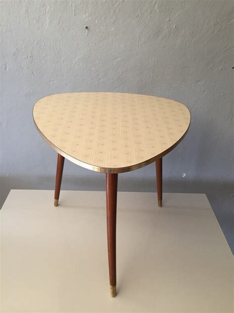 Mid Century Triangle Side Table Walnut End Table Contemporary Mid