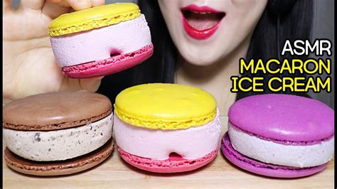 Asmr Macaron Ice Cream Sandwich Eating Sounds 마카롱 아이스크림 리얼사운드 먹방 No