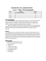 Paper Chromatography Handout Updated Docx Chemistry