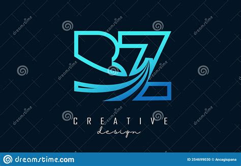 Outline Blue Letters Bz B Z Logo With Leading Lines And Road Concept Design Letters With