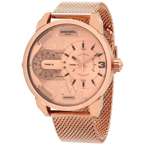 Mens Mini Daddy Stainless Steel Mesh Rose Dual Time Dial Watch