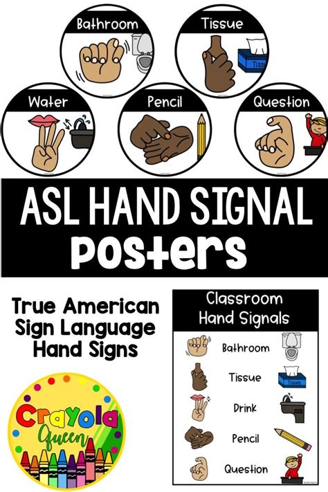 ASL Classroom Hand Signal Posters