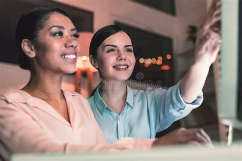 Amazing Brunette Woman Consulting Her Colleague Stock Photo Image Of Challenge Analytic