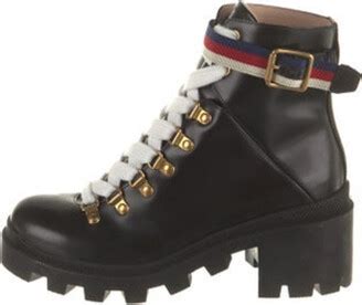 Gucci Sylvie Web Accent Leather Combat Boots ShopStyle