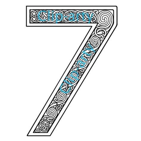 Celtic Number 7 Drawing