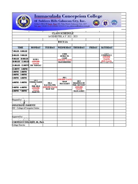 Bscs Schedule 1st Sem 2022 2023 | PDF | Computing | Information Age