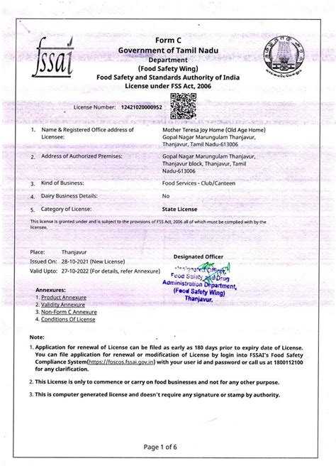 Registration Certificates Under Fss Act 2006 By Food Safety And