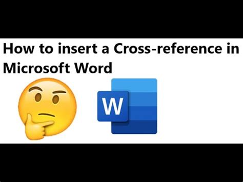 How To Insert A Cross Reference In Microsoft Word YouTube