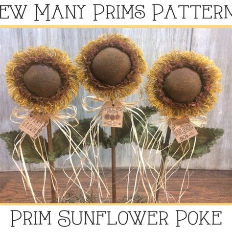 Primitive Sunflower Poke Pattern Easy Thanksgiving Fall Etsy