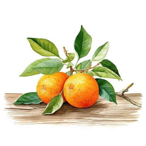 Premium Ai Image There Are Two Oranges With Leaves On A Wooden Table