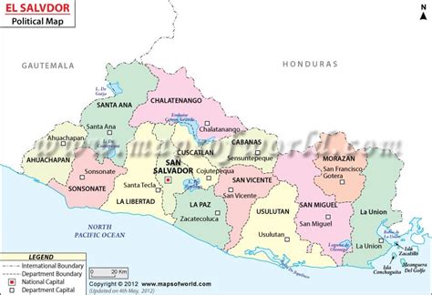 El Salvador Mapa Politico El Salvador Political Map