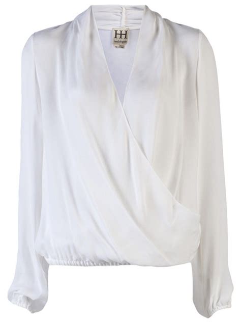 NEW 2012 Haute Hippie White Long Sleeve Cowl Wrap Blouse Wrap Blouse