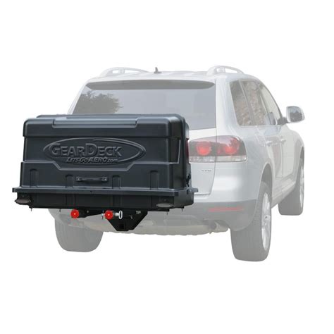 Geardeck Slide Out Hitch Mounted Enclosed Cargo Carrier Box With Taillights Lets Go Aero