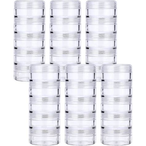 Lot De 6 Boîtes De Rangement Rondes Empilables En Plastique Transparent