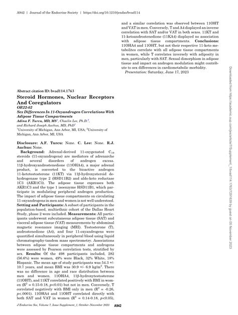 PDF OR22 02 Sex Differences In 11 Oxyandrogen Correlations With