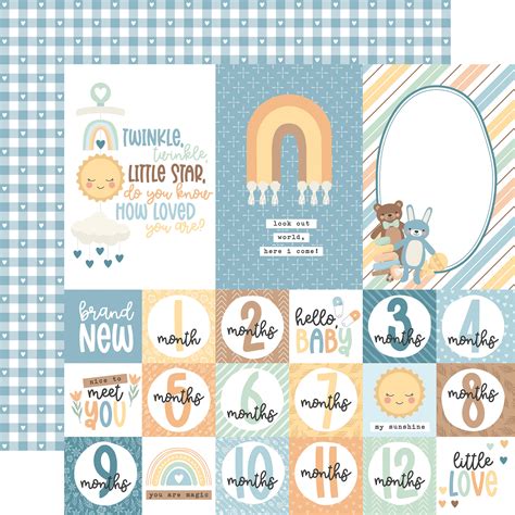 Our Baby Boy Multi Journaling Cards 12x12 Patterned Paper Echo Park