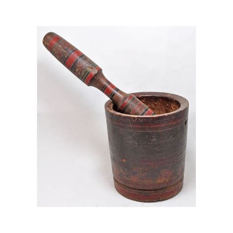 Antique Wooden Spice Herbs Grinding Motar Pestle Original Old Hand