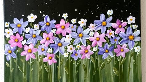 Blumen Blumenwiese Malen Acryl Echtzeit Anf Nger Flower Meadow