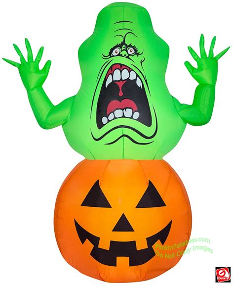 Gemmy Airblown Inflatable Halloween Ghostbusters Slimer On Pumpkin