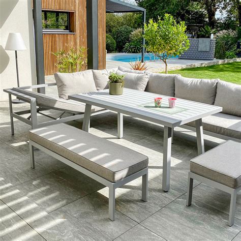 DCB 9 Places Ensemble Repas De Jardin Antalya Aluminium Gris