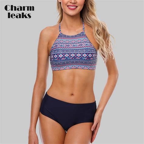 K P Charmleaks Women Bikini Set Halter Swimwear High Neck Swimsuit