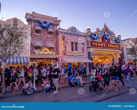 Main Street USA Disneyland at Night Editorial Image - Image of ...