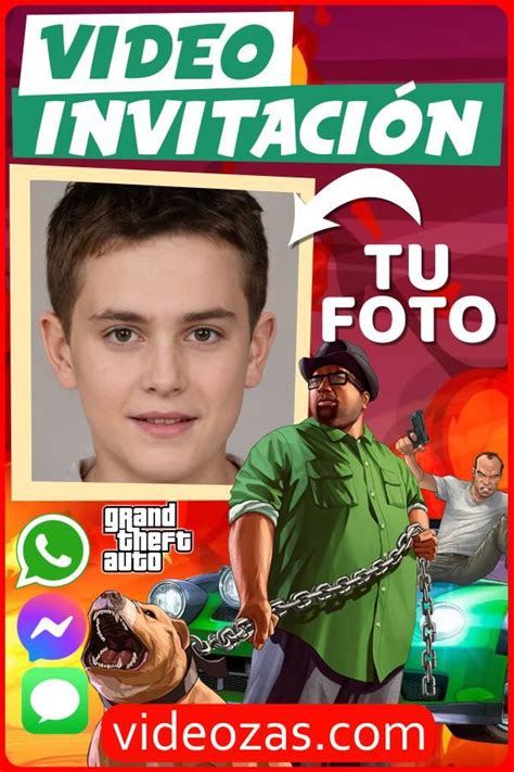 INVITACIÓN DE CUMPLEAÑOS GRAND THEFT AUTO GTA Personalizada con FOTO