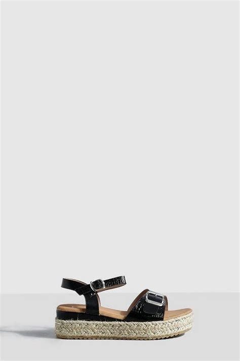 Buckle Detail Flatform Sandals Boohoo Uk