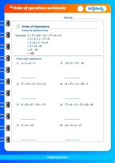 Free Printable 6th Grade Order Of Operations Worksheets Pdfs