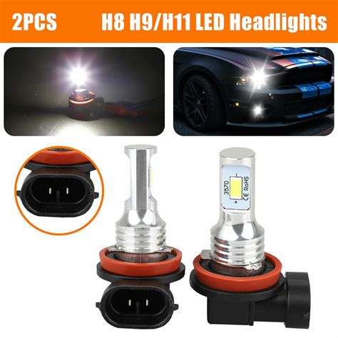 2x 70w Upgrade H11 H8 H9 Led Headlight Bulb Kit High Low Beam 4000lm 6000k White Led Lights