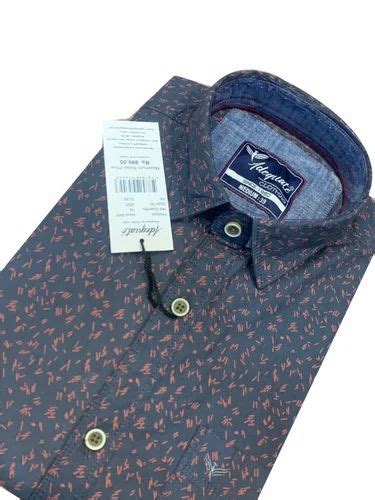 Men Blue Printed Cotton Shirt Casual Full Sleeves At Best Price In