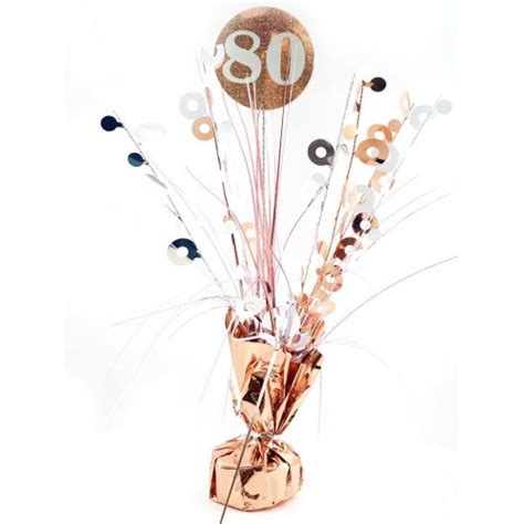 80th Birthday Centerpiece Weight Rose Gold Top Party Supplies