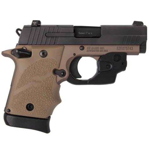 Sig Sauer P938 Combat With Siglite Night Sights 9mm Luger 3in Fde Black Pistol 7 1 Rounds For