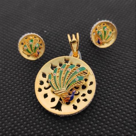 Retailer Of 22kt Gold Antique Peacock Design Pendant Set Rh Ps002 Jewelxy 96186